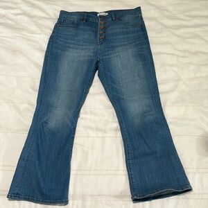 LOFT Button-Fly Flare Crop Jeans